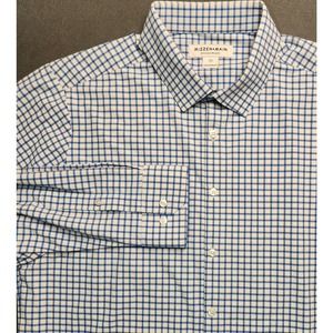 Mizzen Main Button Up Shirt XXL‎ Trim Fit Performance Stretch Blue Stripe